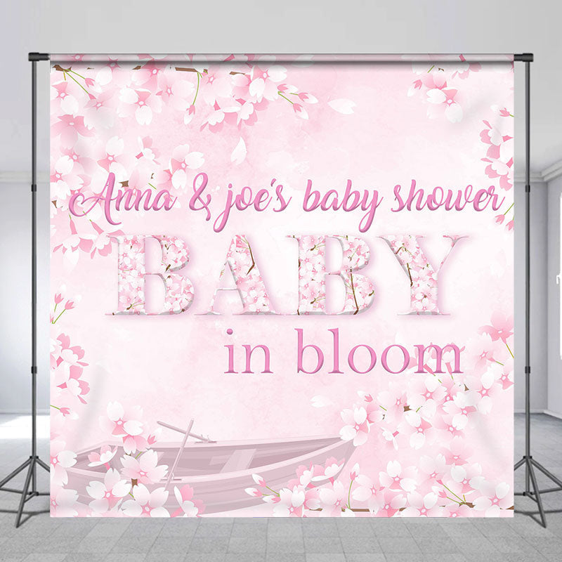 Aperturee - Pink Floral Baby in Bloom Custom Shower Backdrop