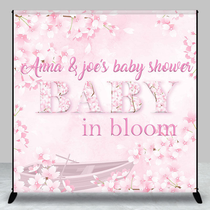 Aperturee - Pink Floral Baby in Bloom Custom Shower Backdrop