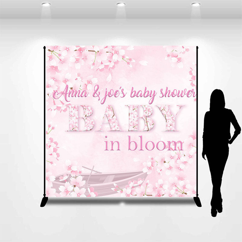 Aperturee - Pink Floral Baby in Bloom Custom Shower Backdrop