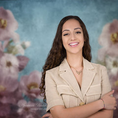 Aperturee - Pink Floral Blue Abstract Backdrop For Photography