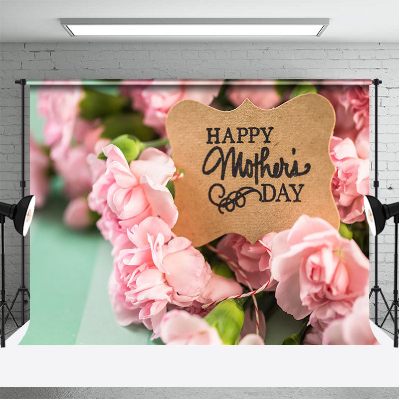 Aperturee - Pink Floral Bokeh Card Happy Mothers Day Backdrop