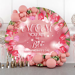 Aperturee - Pink Floral Bokeh Heart Round Mothers Day Backdrop