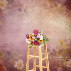 Aperturee - Pink Floral Fine Art Photo Backdrop For Maternity