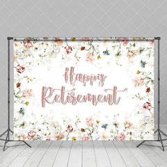 Aperturee - Pink Floral Leaves Faded Happy Retirement Backdrop