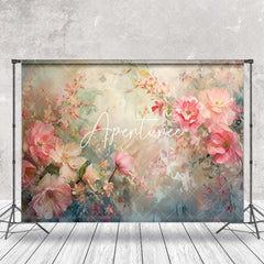 Aperturee - Pink Floral Leaves Oil Painting Fine Art Backdrop