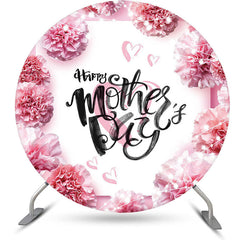 Aperturee - Pink Floral Liaghts Heart Round Mothers Day Backdrop