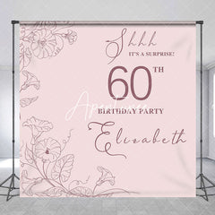 Aperturee - Pink Floral Lines Custom Name 60th Birthday Backdrop