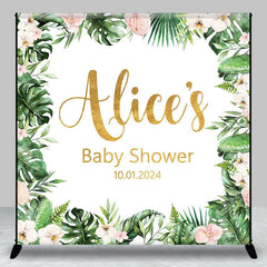 Aperturee - Pink Floral Monstera Custom Baby Shower Backdrop