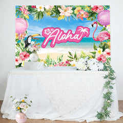 Aperturee - Pink Floral Monstera Sand Beach Baby Shower Backdrop