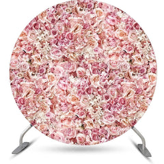 Aperturee - Pink Floral Petal Wall Rontic Round Wedding Backdrop