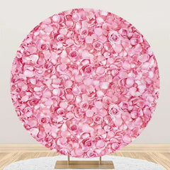 Aperturee - Pink Floral Petals Romantic Round Wedding Backdrop