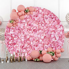 Aperturee - Pink Floral Petals Romantic Round Wedding Backdrop