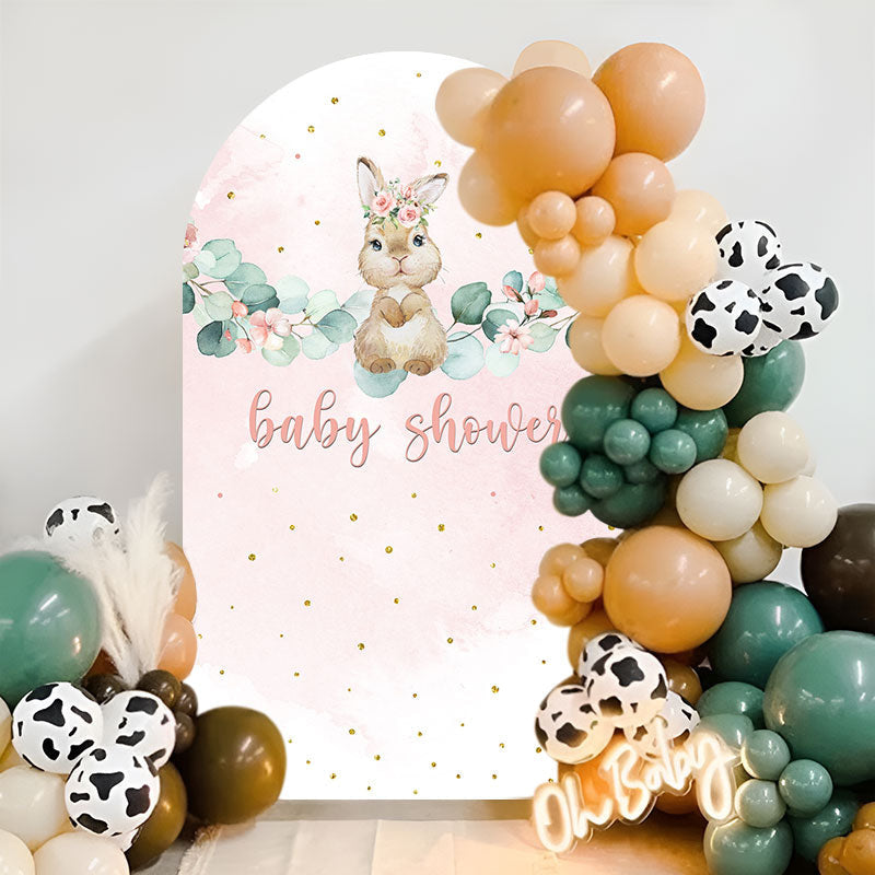 Aperturee - Pink Floral Rabbit Baby Shower Chiara Arch Backdrop