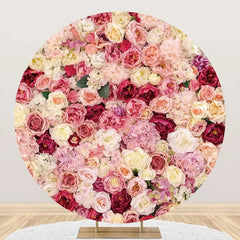 Aperturee - Pink Floral Red Petal Wall Round Wedding Backdrop