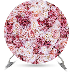 Aperturee - Pink Floral Romantic Wall Round Wedding Backdrop