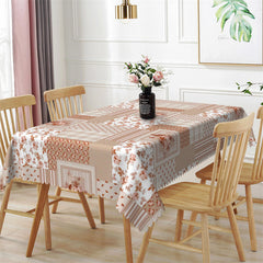 Aperturee - Pink Floral Splicing Plaid Rectangle Tablecloth