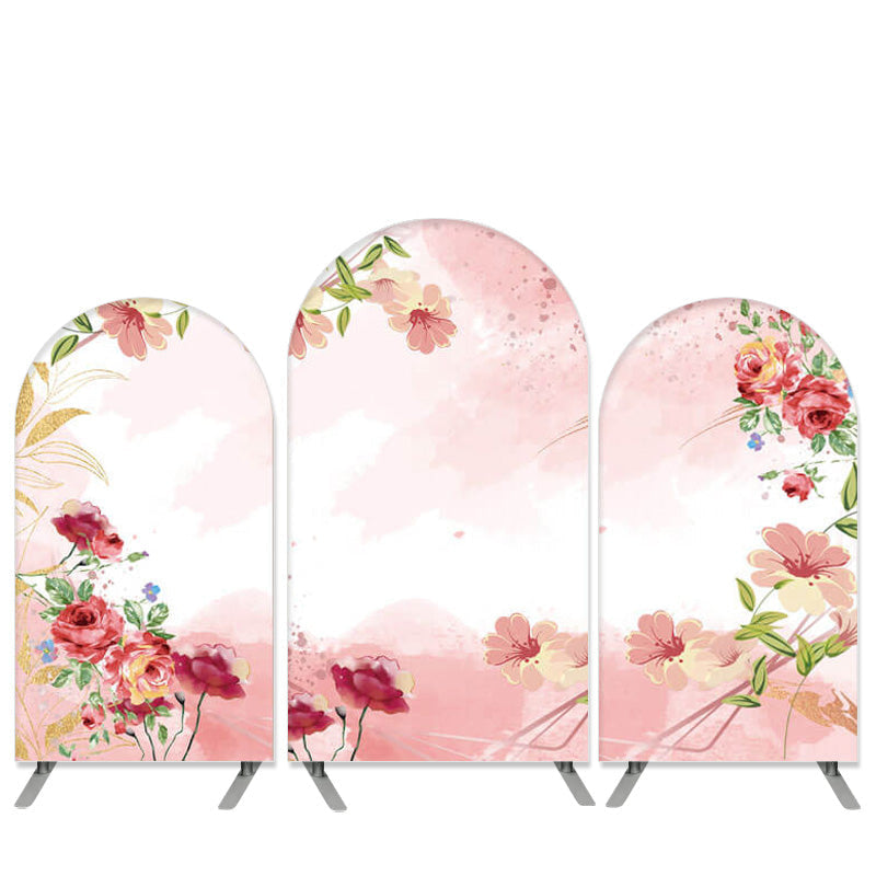 Aperturee Pink Floral Theme Bridal Shower Arch Backdrop Kit Banner