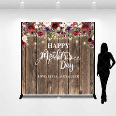 Aperturee - Pink Floral Wood Wall Custom Mothers Day Backdrop