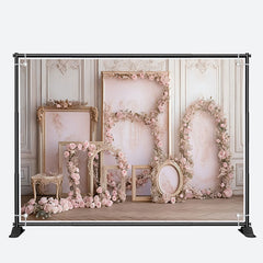 Aperturee - Pink Flowers And Picture Frame Wedding Backdrop