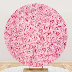 Aperturee - Pink Flowers Petals Wall Round Wedding Backdrop