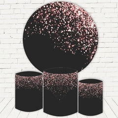 Aperturee Pink Glitter Bokeh Round Black Birthday Backdrop Kit