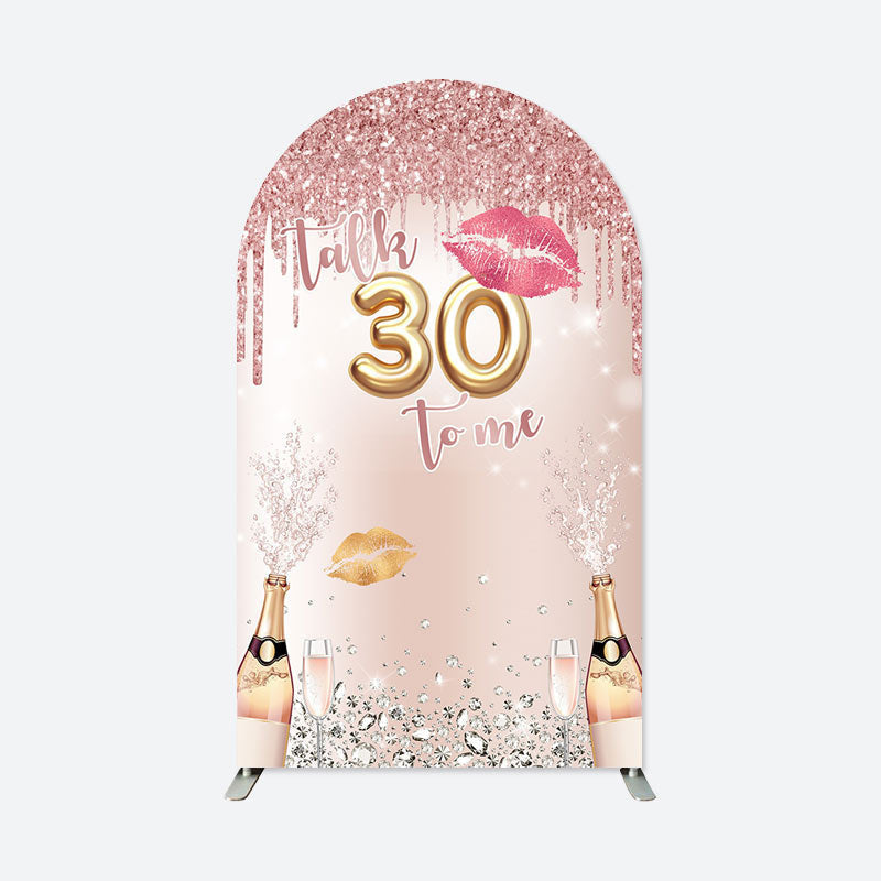 Aperturee - Pink Glitter Champagne 30th Birthday Arch Backdrop