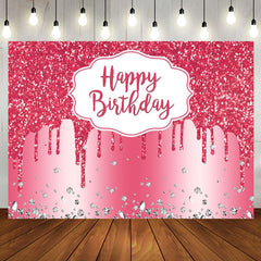 Aperturee - Pink Glitter Diamond Birthday Backdrop For Girl