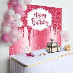 Aperturee - Pink Glitter Diamond Birthday Backdrop For Girl