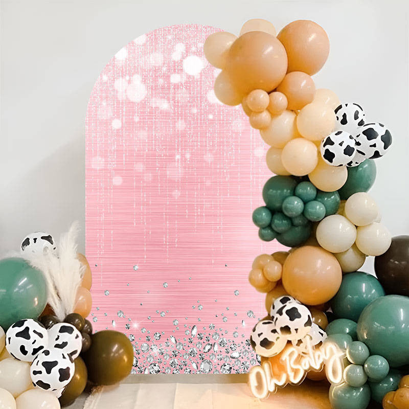 Aperturee - Pink Glitter Diamonds Bokeh Arch Backdrop For Party