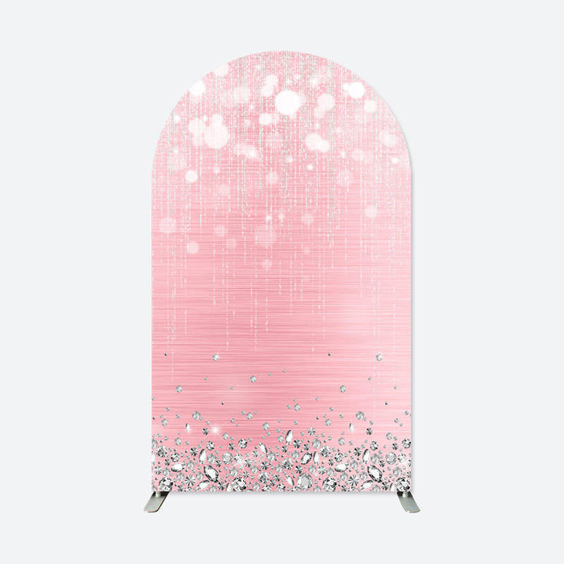 Aperturee - Pink Glitter Diamonds Bokeh Arch Backdrop For Party