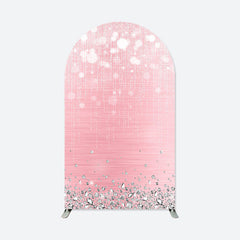 Aperturee - Pink Glitter Diamonds Bokeh Arch Backdrop For Party