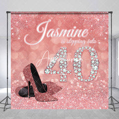 Aperturee - Pink Glitter High Heel Custom 40th Birthday Backdrop