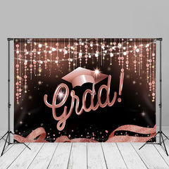 Aperturee - Pink Glitter Ribbon Lights Grad Party Photo Backdrop