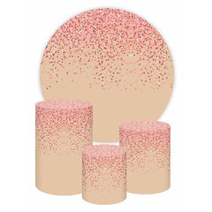 Aperturee Pink Glitter Round Beige Happy Birthday Backdrop Kit