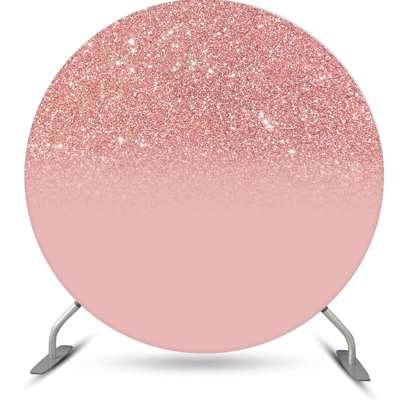 Aperturee - Pink Glitter Round Happy Birthday Party Backdrop Kit