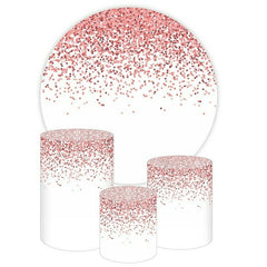 Aperturee Pink Glitter Round White Birthday Party Backdrop Kit