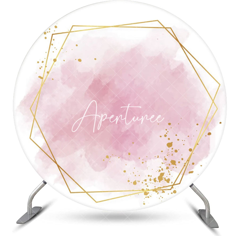 Aperturee - Pink Gold Abstract Marble Texture Round Backdrop