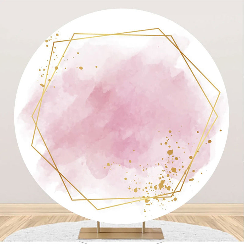 Aperturee - Pink Gold Abstract Marble Texture Round Backdrop