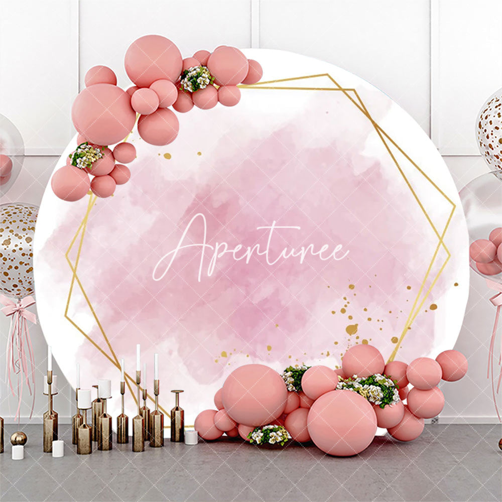 Aperturee - Pink Gold Abstract Marble Texture Round Backdrop