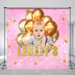 Aperturee - Pink Gold Balloons Custom Birthday Party Backdrop