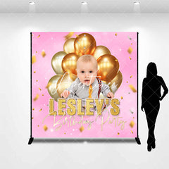 Aperturee - Pink Gold Balloons Custom Birthday Party Backdrop