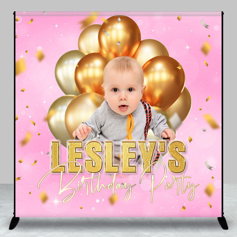 Aperturee - Pink Gold Balloons Custom Birthday Party Backdrop