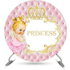 Aperturee - Pink Gold Little Princess Round Birthday Backdrop