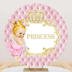 Aperturee - Pink Gold Little Princess Round Birthday Backdrop