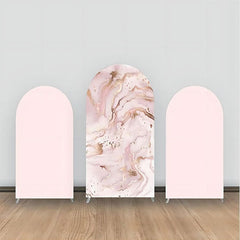 Aperturee - Pink Gold Marble Texture Arch Backdrop Kit For Party