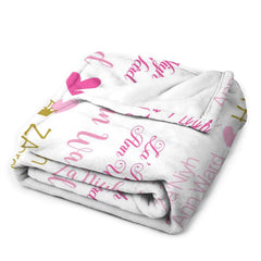 Lofaris Pink Gold Personalized Name Baby Blanket for Girl