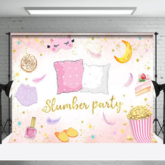 Aperturee - Pink Gold Popcorn Pillow Cake Slumber Party Backdrop