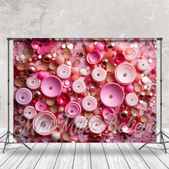 Aperturee - Pink Gold Sequins Shaped Flowers Fine Art Backdrop