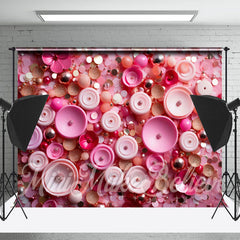 Aperturee - Pink Gold Sequins Shaped Flowers Fine Art Backdrop