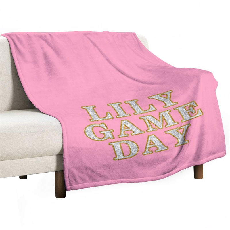 Aperturee - Pink Gold Stroke Text Glitter Customized Blanket